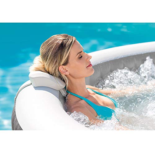 Intex Greywood Deluxe 4 Person Outdoor Portable Inflatable Hot Tub Spa with Multi-Color LED Light