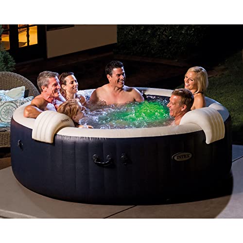 Intex 28431EP PureSpa Plus 85 Inch Diameter 6 Person Portable Inflatable Hot Tub Spa with 170 Bubble Jets