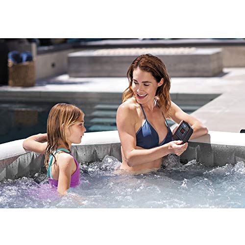 Intex Greywood Deluxe 4 Person Outdoor Portable Inflatable Hot Tub Spa with Multi-Color LED Light