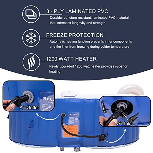 RELXTIME Inflatable Portable Hot Tub 2 Person Outdoor Air Jet Spa Oval Blow Up Hottubs with 100 Bubble jets