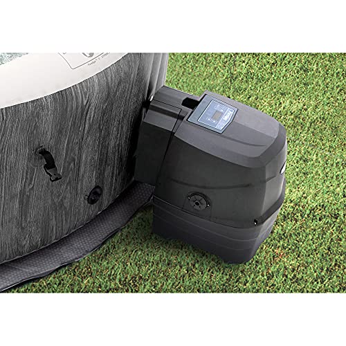 Intex Greywood Deluxe 4 Person Outdoor Portable Inflatable Hot Tub Spa with Multi-Color LED Light