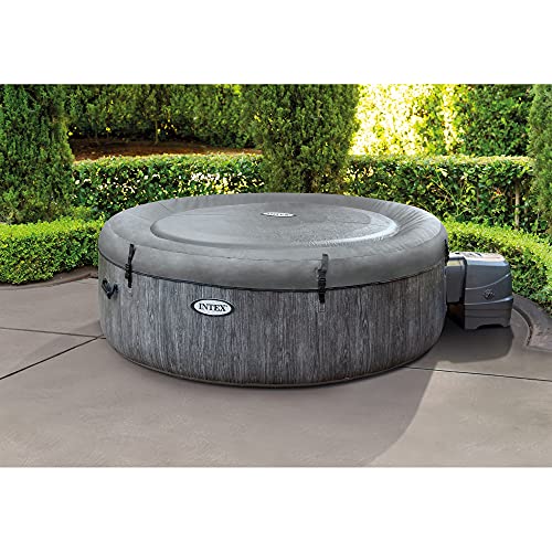 Intex Greywood Deluxe 4 Person Outdoor Portable Inflatable Hot Tub Spa with Multi-Color LED Light
