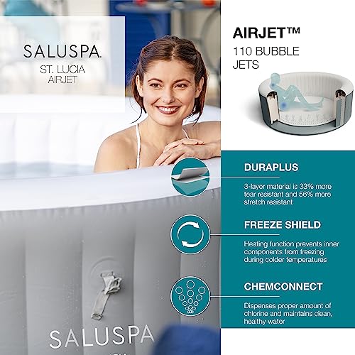 Bestway St. Lucia SaluSpa 2 to 3 Person Inflatable Round Outdoor Hot Tub with 110 Soothing AirJets