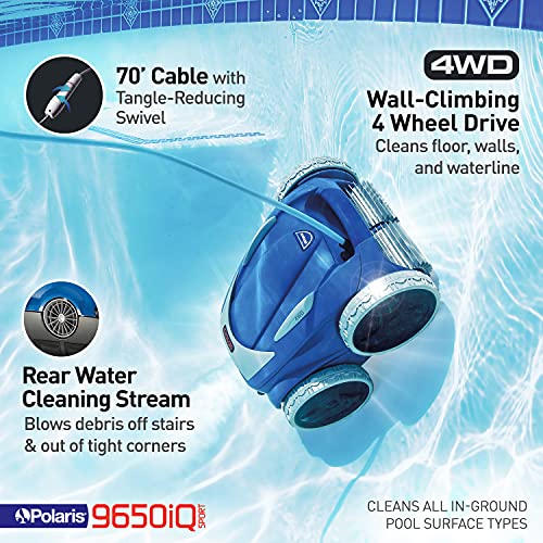 Polaris 9650iQ Sport Robotic Cleaner, Automatic Vacuum for InGround Pools up to 60ft
