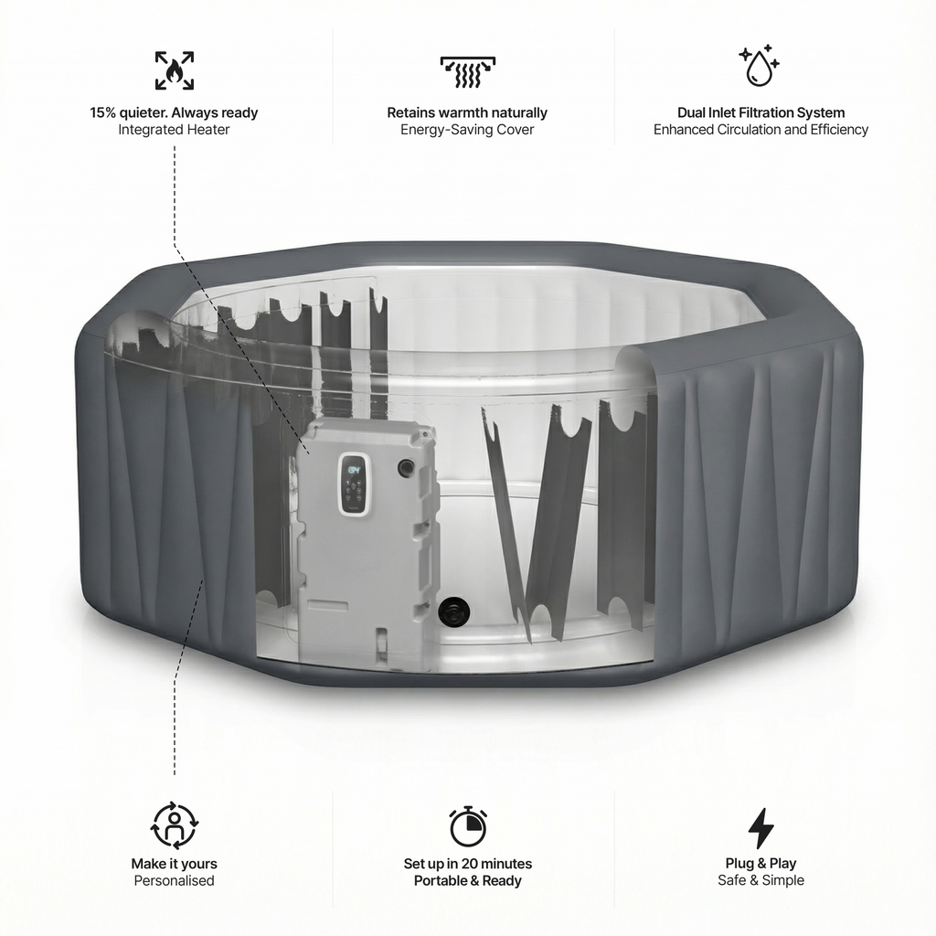 Aegean | 6-Person Inflatable Hot Tub | Integrated Heater | ETL