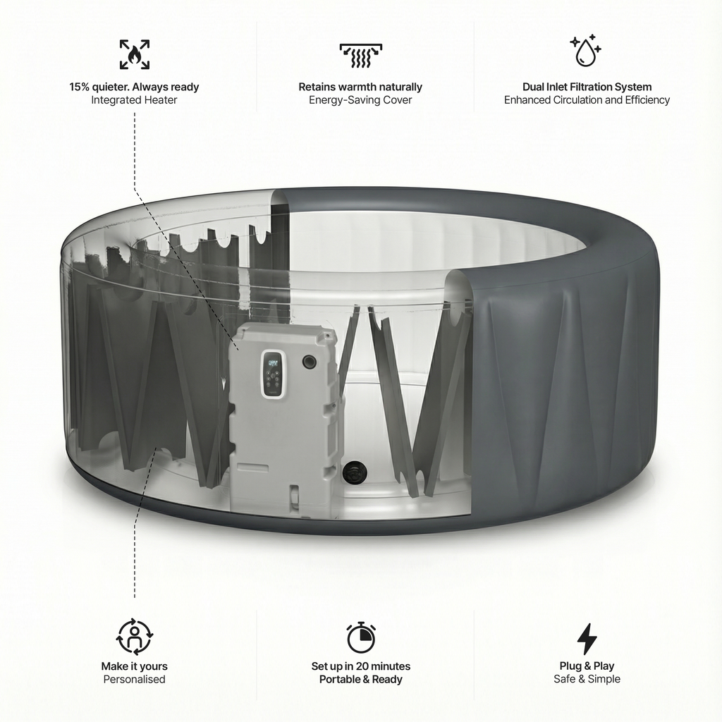 Atlantic | 4/6-Person Inflatable Hot Tub | Integrated Heater | ETL