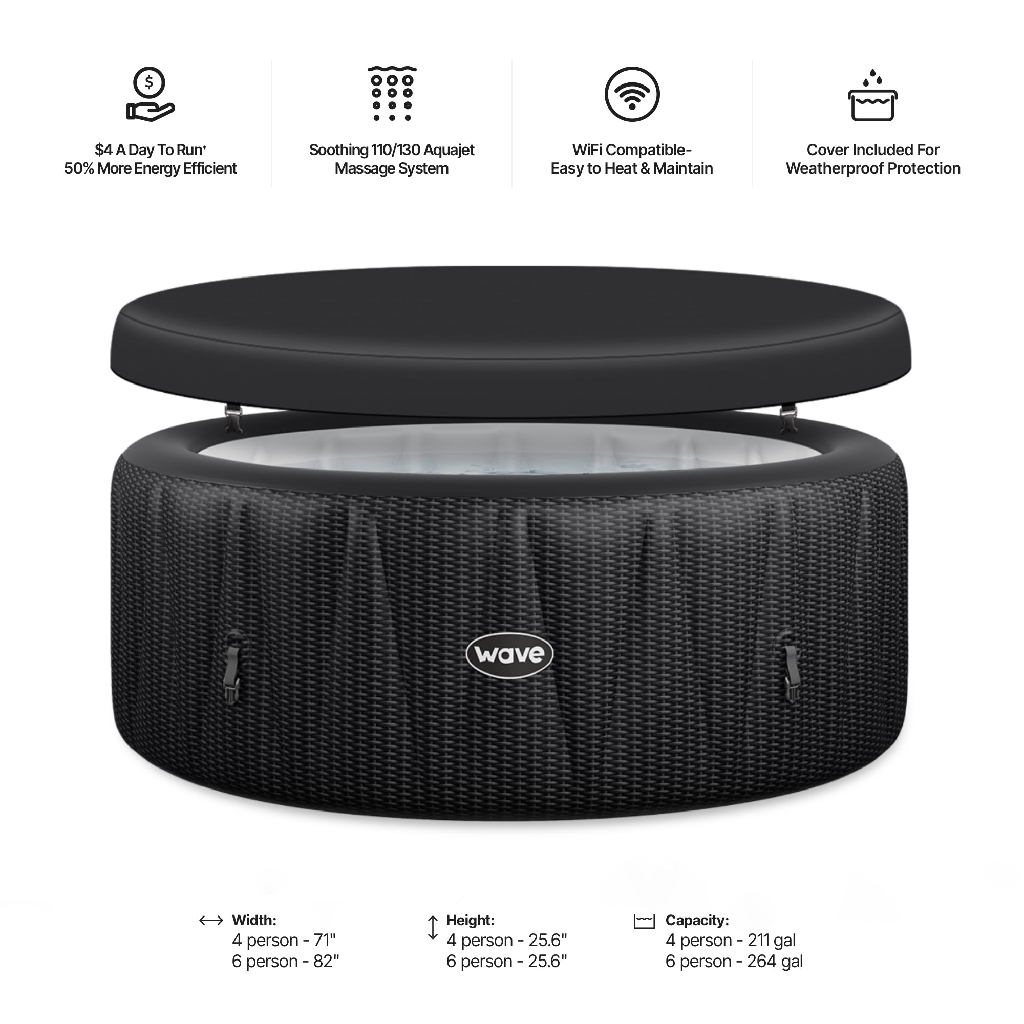 Atlantic | 4/6-Person Inflatable Hot Tub | Integrated Heater | ETL