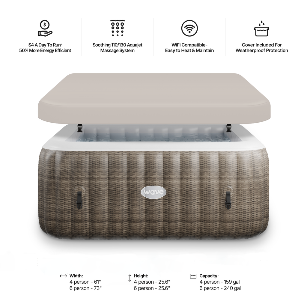 Pacific | 4/6-Person Inflatable Hot Tub | Integrated Heater | ETL