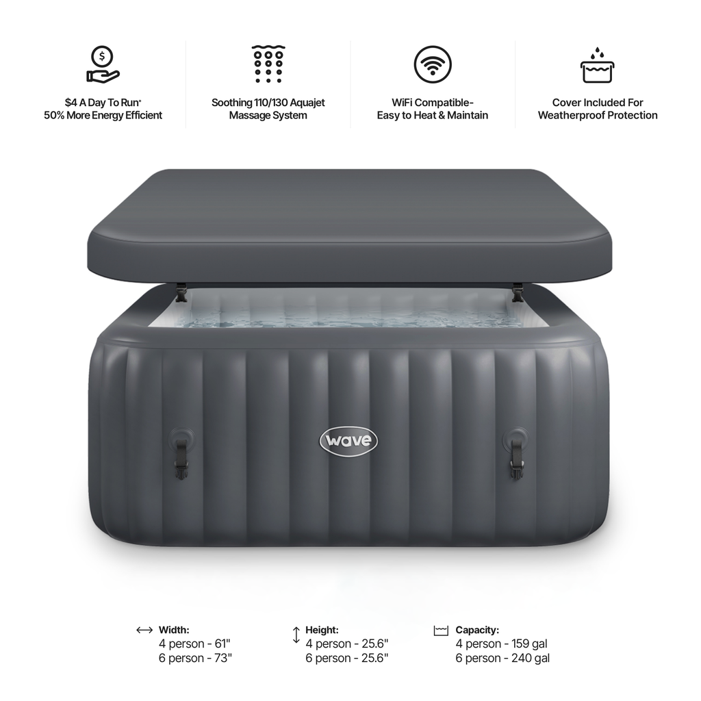 Pacific | 4/6-Person Inflatable Hot Tub | Integrated Heater | ETL