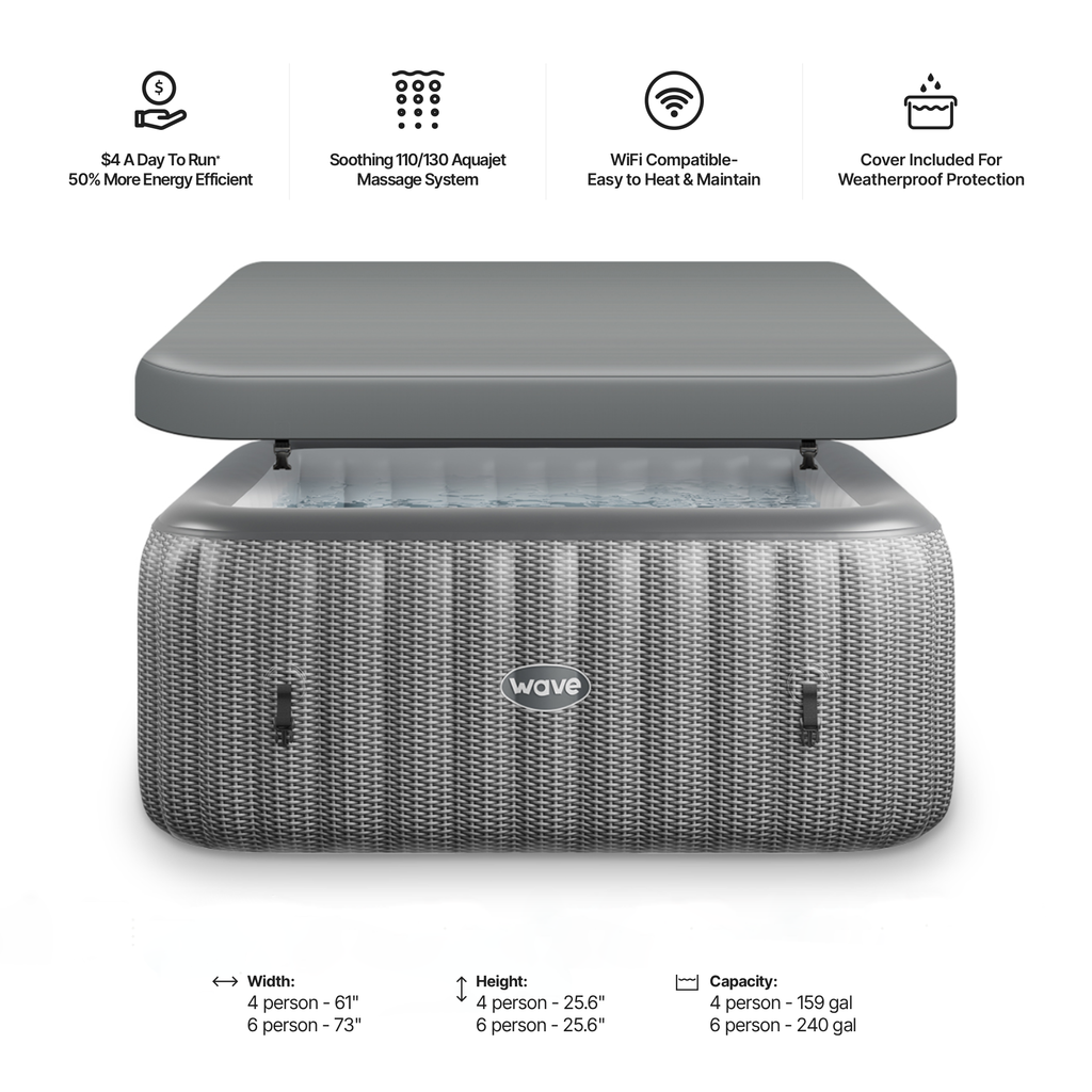 Pacific | 4/6-Person Inflatable Hot Tub | Integrated Heater | ETL